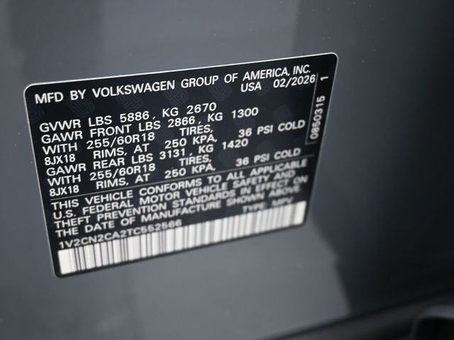 2026 Volkswagen Atlas 2.0T Peak Edition