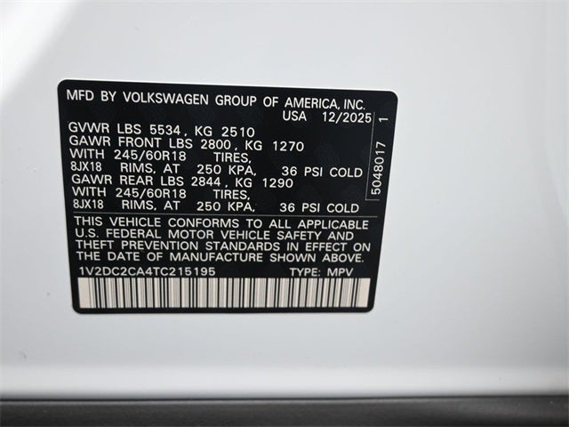 2026 Volkswagen Atlas Cross Sport 2.0T SE