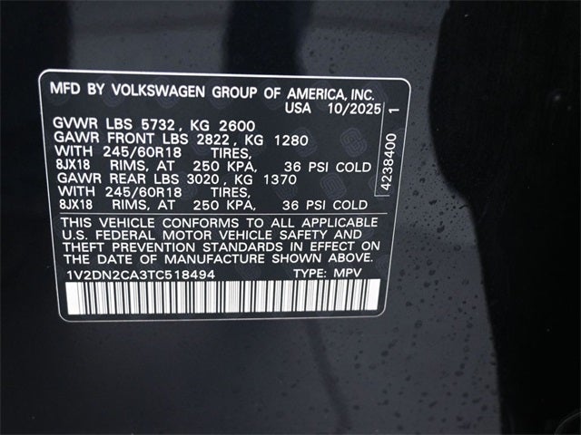 2026 Volkswagen Atlas 2.0T SE