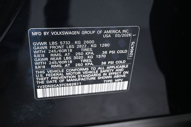 2026 Volkswagen Atlas 2.0T SE