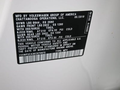 2019 Volkswagen Atlas 2.0T SE w/Technology w/Technology