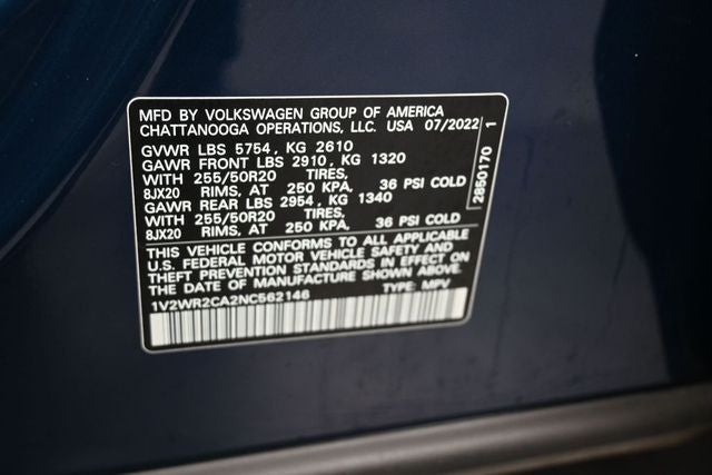2022 Volkswagen Atlas 3.6L V6 SE w/Technology