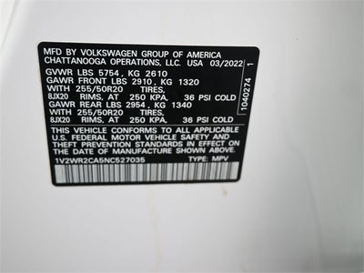 2022 Volkswagen Atlas 3.6L V6 SE w/Technology