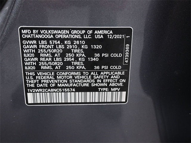 2022 Volkswagen Atlas 3.6L V6 SE w/Technology