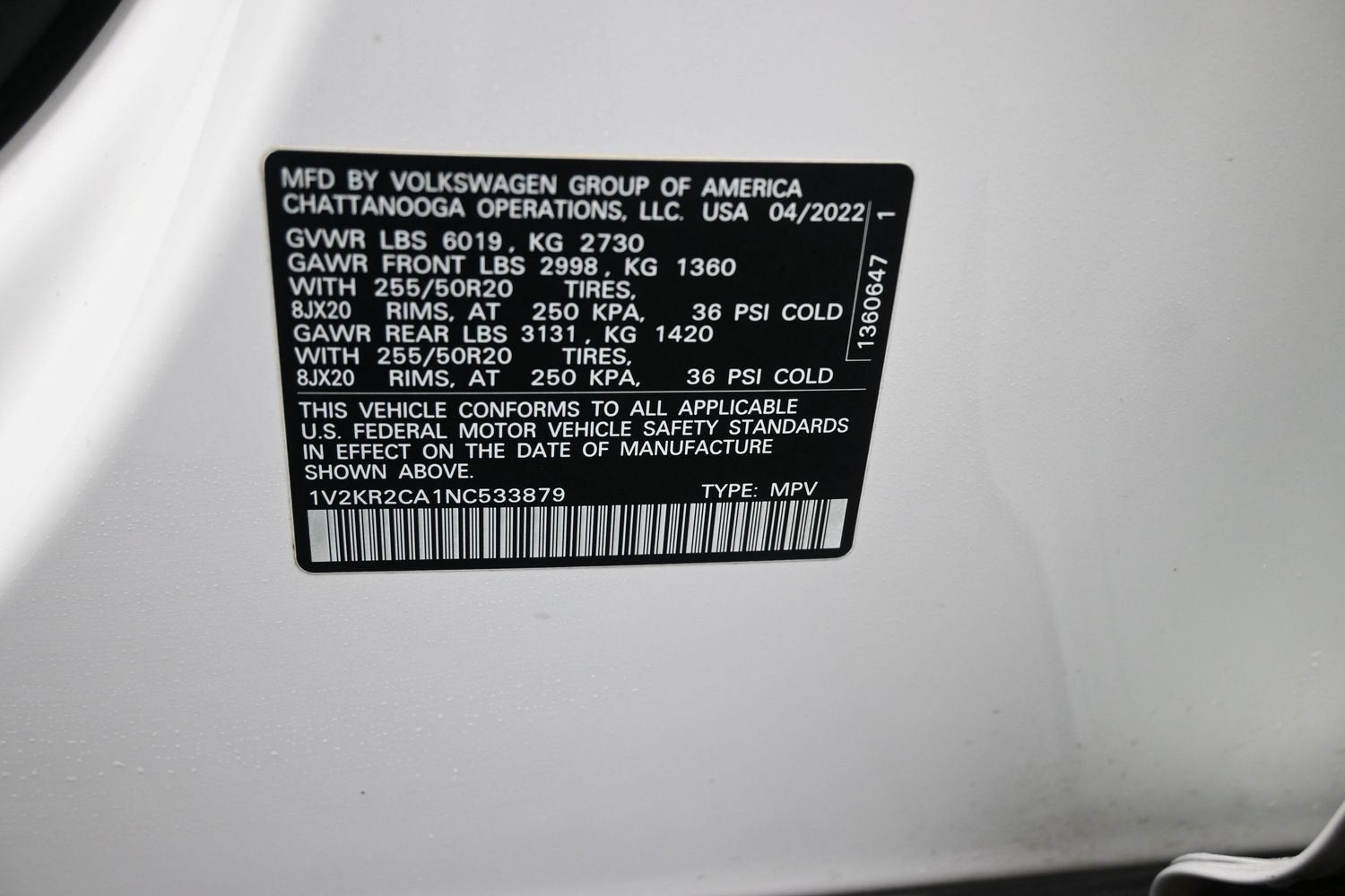 2022 Volkswagen Atlas 3.6L V6 SE w/Technology