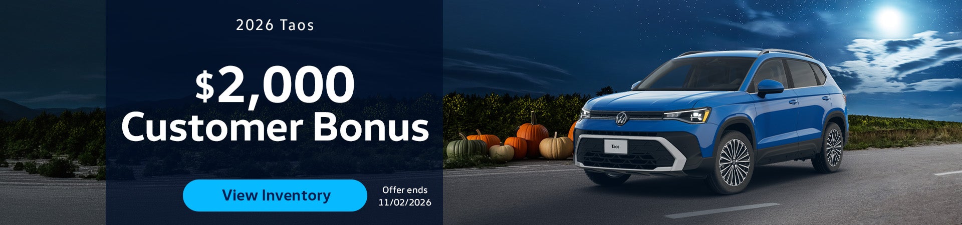 2026 Volkswagen Taos $2,000 Customer Bonus