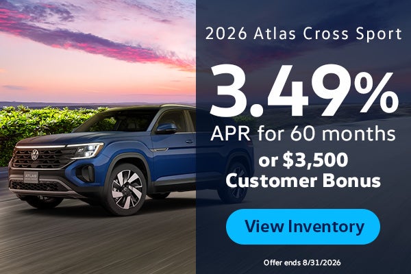 2026 Atlas Cross Sport 3.49% APR for 60 months or $3,500 Cus