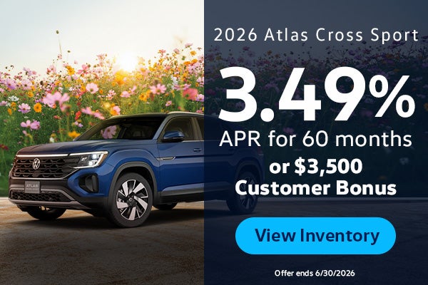 2026 Atlas Cross Sport 3.49% APR for 60 months or $3,500 Cus