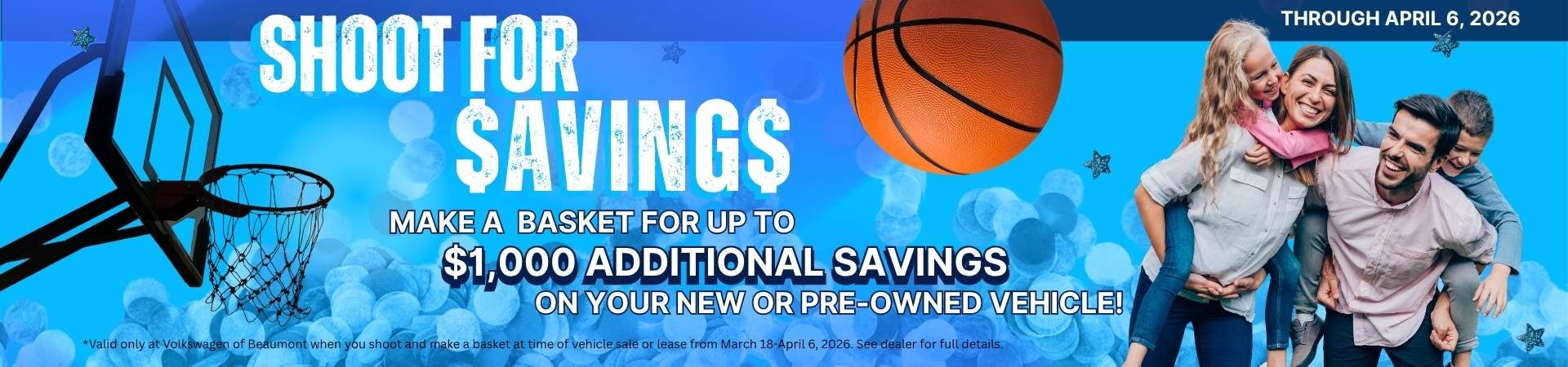 Shoot for up to $1,000 additional savings on sale or lease